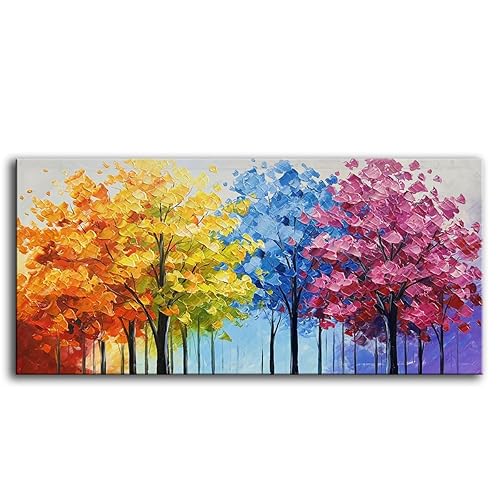 JELRINR 3D Contemporary Art Oil Painting On Canvas Palette Knife Texture landscape paintings Hand painted Acrylic paintings Home living Room Office Decor Canvas Wall Modern Abstract Art 24x48inch