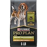 Purina Pro Plan Weight Management Dry Dog Food, Chicken &amp; Rice, 6 lb Bag | Shredded Blend high-protein formula, helps support lean muscle mass, healthy weight dog food with live probiotics for dogs