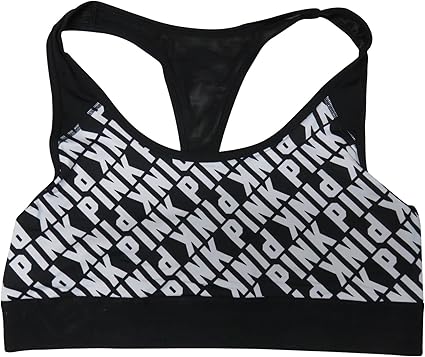 Amazon.com: Victoria Secret Pink gráficos Ultimate espalda cruzada brasier deportivo Blanco/Negro Logo Tamaño Grande: Clothing