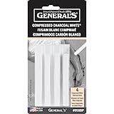 General Pencil 958BP WHT COMPRESED Charcoal EX.Smooth MED4PK, 1 Count (Pack of 1), White