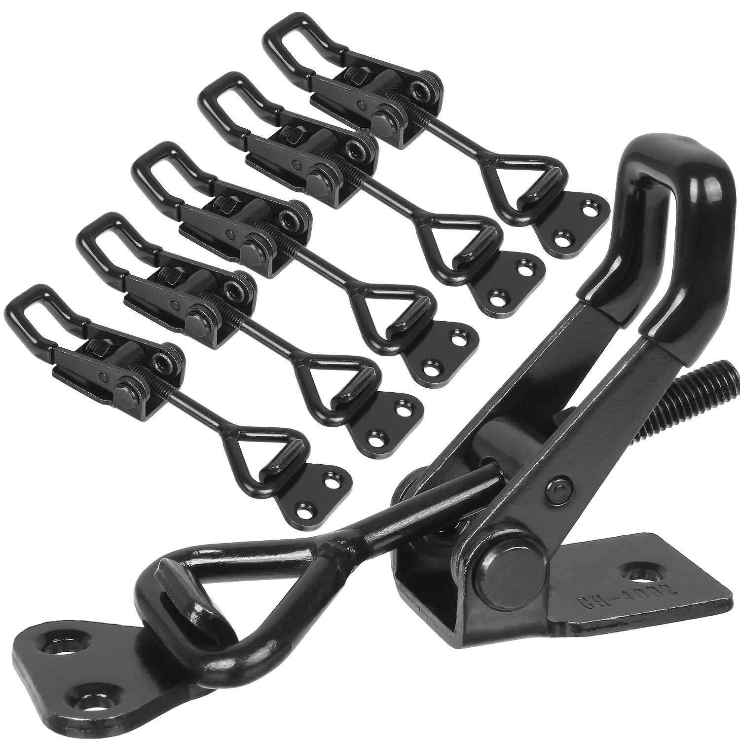 Photo 1 of Black Toggle Latch Clamp, 6Pcs Heavy Duty Adjustable Toggle Clamp, 550lbs Holding Capacity Smoker Door Latch, Metal Pull Latch for Box, Gate, Cabinet, Case