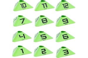 GoSports Modern Sports Cones - 12 Pack with Numbered Cones - Great for Soccer, Basketball, Football and More