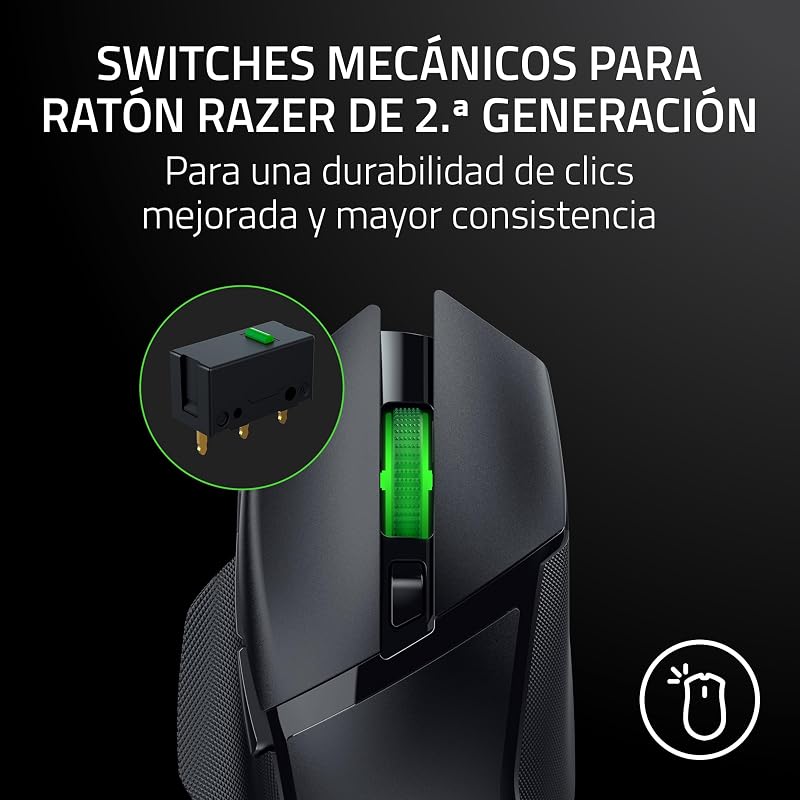 Basilisk V3 X HyperSpeed - Mouse da gioco Wireless personalizzabile (Forma ergonomica con 9 controlli personalizzabili, HyperSpeed Wireless, Bluetooth, Sensore Ottico avanzato 5G 18K) Nero