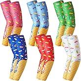 Shyyween 6 Pair Ice Cream Drip Baseball Arm Sleeve Youth Cross Sun Protection Compression Arm Sleeve American Flag Sport Gift