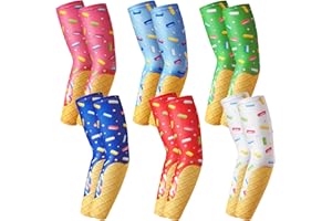 Shyyween 6 Pairs Ice Cream Drip Baseball Arm Sleeve Youth Cross Sun Protection Compression Arm Sleeve Christmas Sport Gift