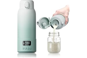 CHUNYEE Portable Bottle Warmer Extended Battery Life - Dual Heating Modes for Breast Milk & Water, 17 Ounces, Fast Heating, Ideal for Travel, Outdoor, Baby Shower, Green