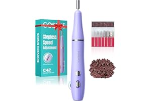 COSLUS Cordless Electric Nail Drill File: Nail Drill Machine with Stepless Speed Knob for Acrylic Gel Dip Powder Polish, Professional Portable Manicure Pedicure Rechargeable for Home Salon Use Purple