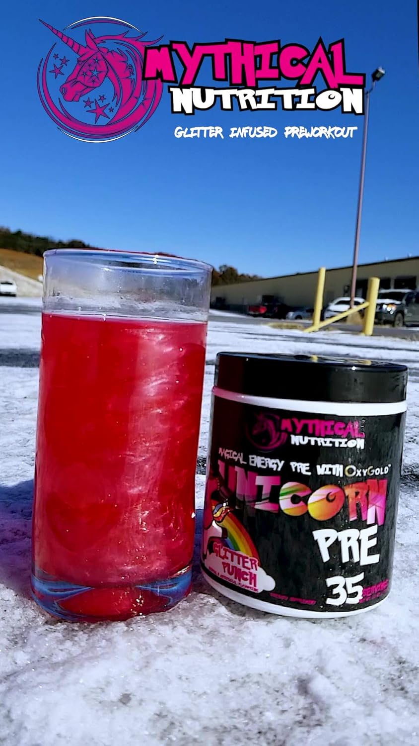 Mythical Nutrition Unicorn PRE Workout by Insane Labz, Pre Workout Powder with Edible Glitter, Extreme Energy Nitric Oxide Boosting, Beta Alanine Betaine Taurine AMPiberry, 35 Srvgs, Glitter Punch: Health & Personal Care