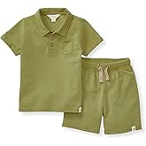 Burt's Bees Baby Boys Shirt and Pant Set, Top & Shorts Outfit Bundle, 100% Organic Cotton