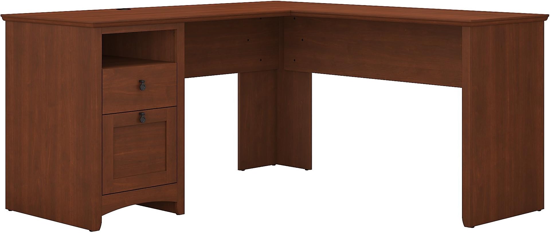Bush Furniture Buena Vista 60W L Shaped Desk with Drawers in Serene Cherry