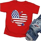 American Flag Shirt Toddler Kids Boys Girls USA Flag Heart Graphic T-Shirt 4th of July Shirt Patriotic Tee Tops