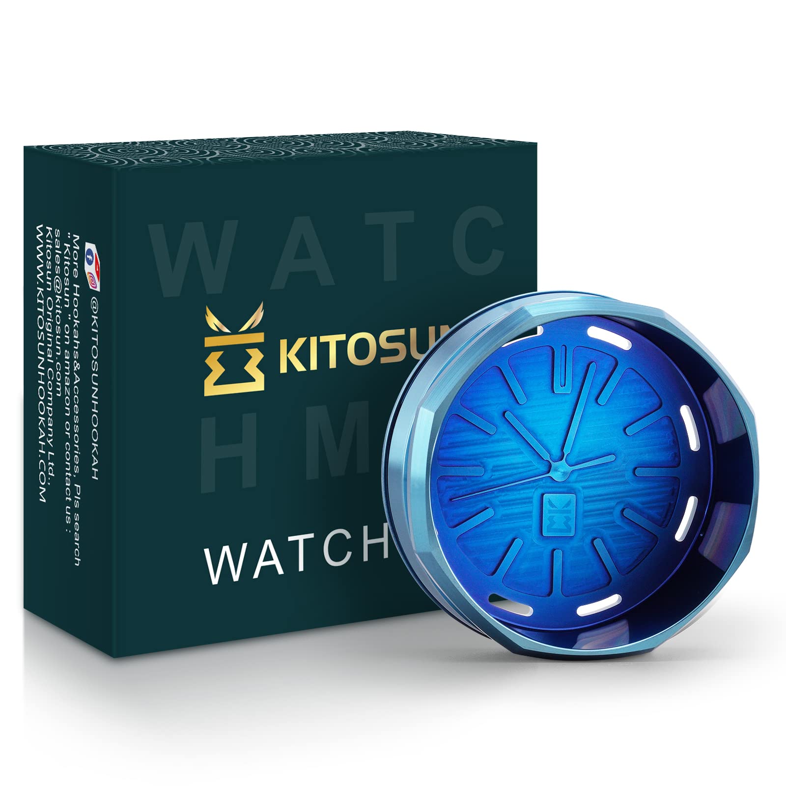 KITOSUN WatcHMD Charcoal Heat Management Device Stainless Steel HMD Coals Holders Tray, Easy Hold 3 Pieces 26 MM Coconut Charcoals Cubes (APwatcHMD-Blue)