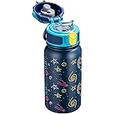 OLDLEY Kids Water Bottle 12oz Insulated Water bottle, Double Wall Stainless Steel Vacuum Bottle, Leak-Proof Sport Bottles for School Boys Girls,Navy Sky
