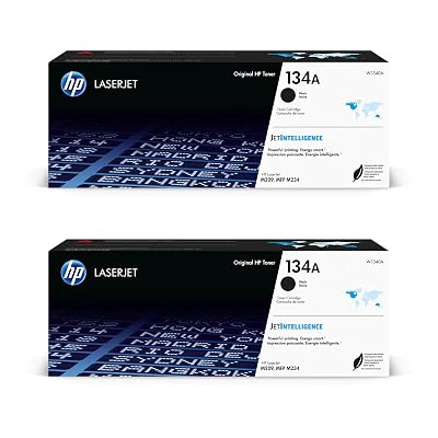 HP 134A Black Toner Cartridge 2-Pack | Original Cartridge | Compatible LaserJet M209 Series, LaserJet MFP M234 Series | W1340A | Each Cartridge Prints up to 1,100 Pages