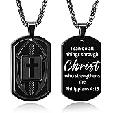 Easter Basket Stuffers - Football Bible Verse Cross Necklace for Men Stainless Steel Religious Gift Football First Communion Baptism Religious Sports Birthday Christmas Gifts Jewelry for Kids Boys Men Teens Boyfriend Husband