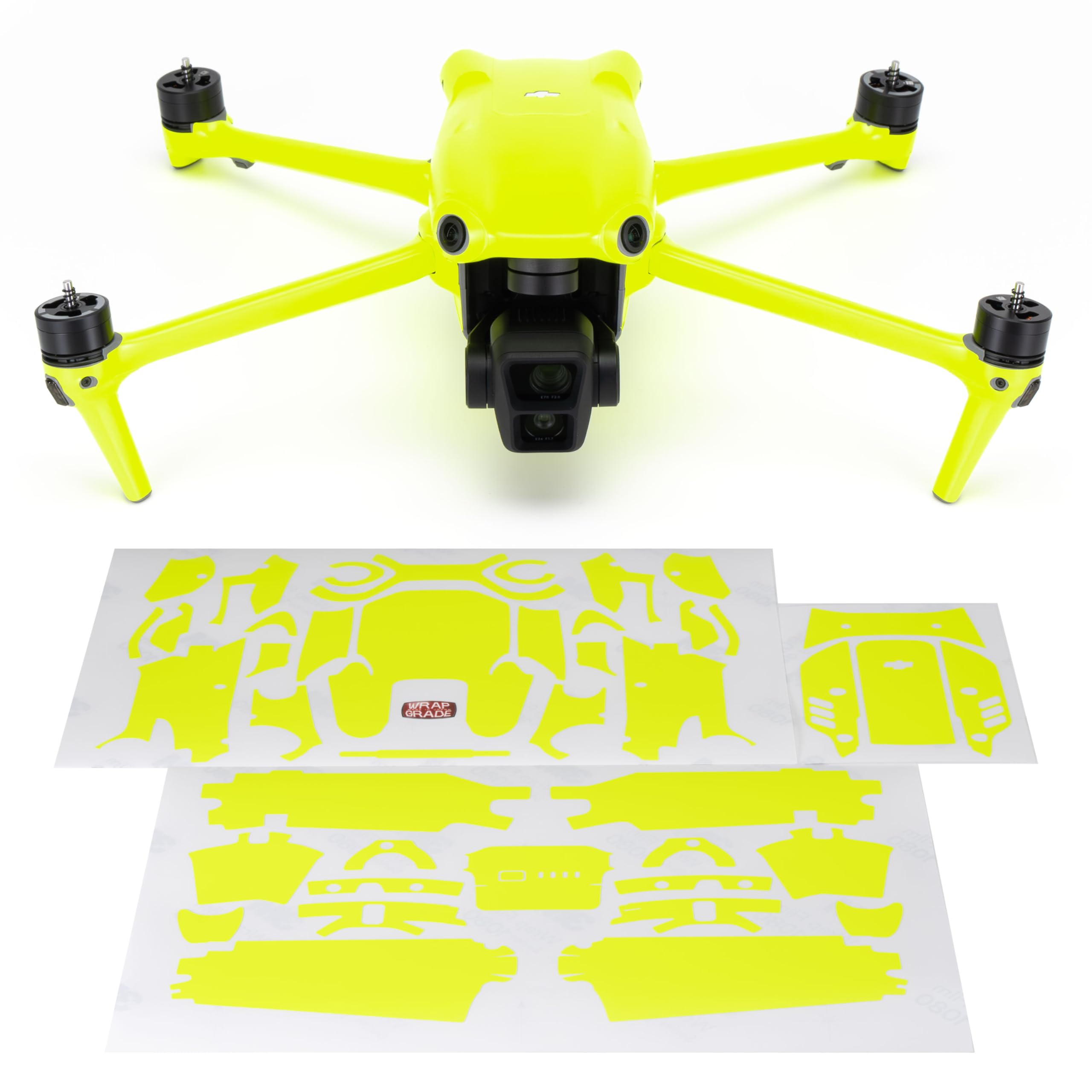 WRAPGRADE Skin Stickers compatible with DJI Air 3 | Full Wrap Set (NEON YELLOW)