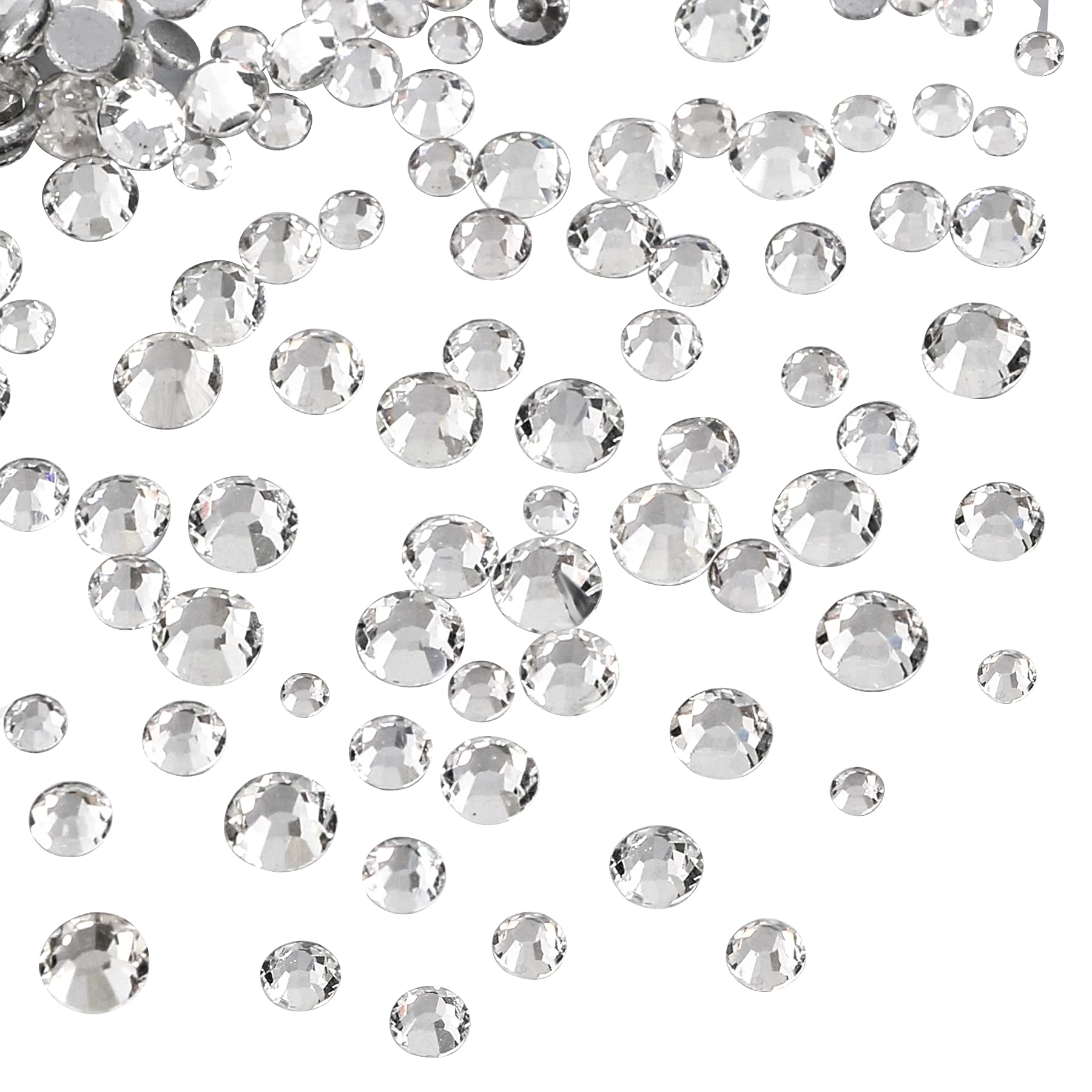 Jollin 3456 Flat Back Rhinestones, Glass Pendants, Gems for Nail Art, 6 Sizes, SS4~SS12, Crystal, Mixed SS4 5 6 8 10 12
