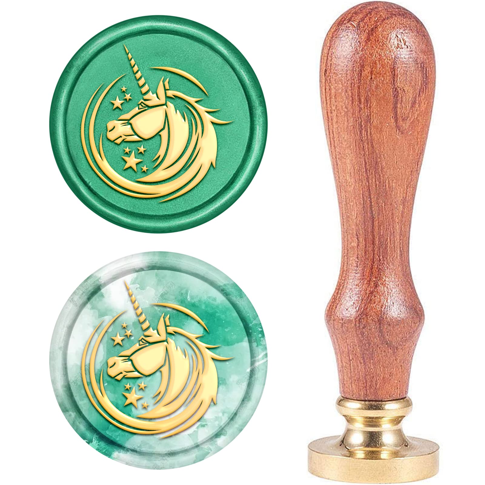 CRASPIRE Brass Retro Sealing Wax Stamp Unicorn, Animal Wax Seal Stamp Removable Sealing Brass Stamp Head Wooden Handle for Wedding Invitations Gift Packing Cards Letters Envelopes Wine Packages