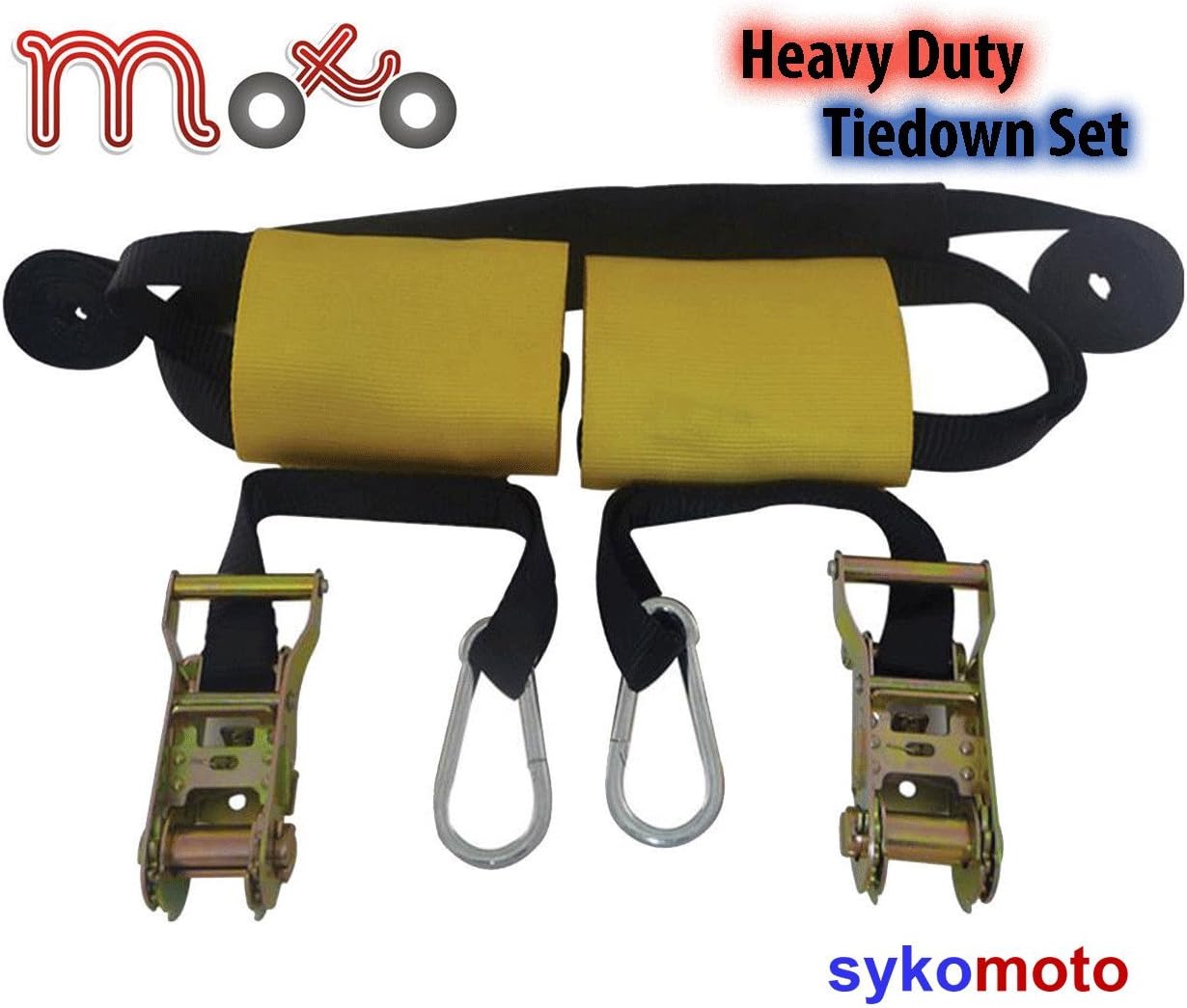 MOTORBIKE MOTRAX HANDLEBAR TIEDOWN SET MOTORCYCLE TRANSPORT HEAVY DUTY LUGGAGE HOOKS STRAPS RATCHETS PACK