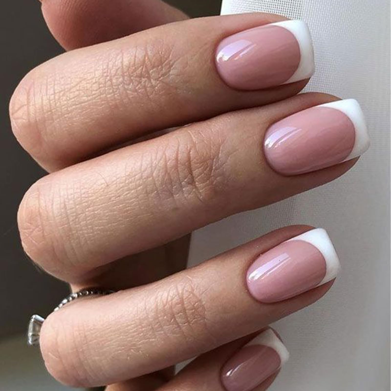 Modelones French Press on Nails, Short Square Fake Nails, Reusable Nail Kit with Nail Glue Adhesive Tabs Mini Nail File, Nails Press Ons 32Pcs 16 Sizes - Image 2