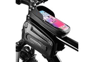 ROCKBROS Top Tube Bike Bag, Waterproof Bike Frame Bag, 1.3L Capacity Bike Phone Bag with Sun-Visor, TPU Sensitive Touch Scree