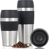 Moon 360° Travel Mugs Leakproof Insulated Stainless Steel 300ml Black
