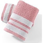 sense gnosis Couple Hand Towels with Pink & Grey Set of 2 Super Soft 100% Cotton Striped Pattern Highly Absorbent Decorative Hand Towels for Bathroom Spa 13x 29 Inch