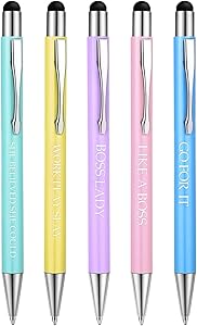 5 Pieces Ballpoint Pen Set Lady Motivational Inspirational Quotes Pen Metal Black Ink Pens Encouraging Presents Ballpoint Pastel Pens for Girl Women Bosses Desk Supplies