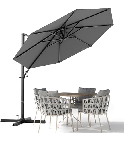 11 round offset patio umbrella with base black pole threshold Amazon.com : FT Umbrella, Outdoor Cantilever 0 to 60° Swivel Tilting Canopy, Large Patio Umbrella with 7-Position Adjustment and 360-degree Rotation for Garden Pool Deck, Beige Sale_WorkBags 15 rod holder EASILY This umbrella is crafted Color:HUNTER 65 MD FIRE CRAW
