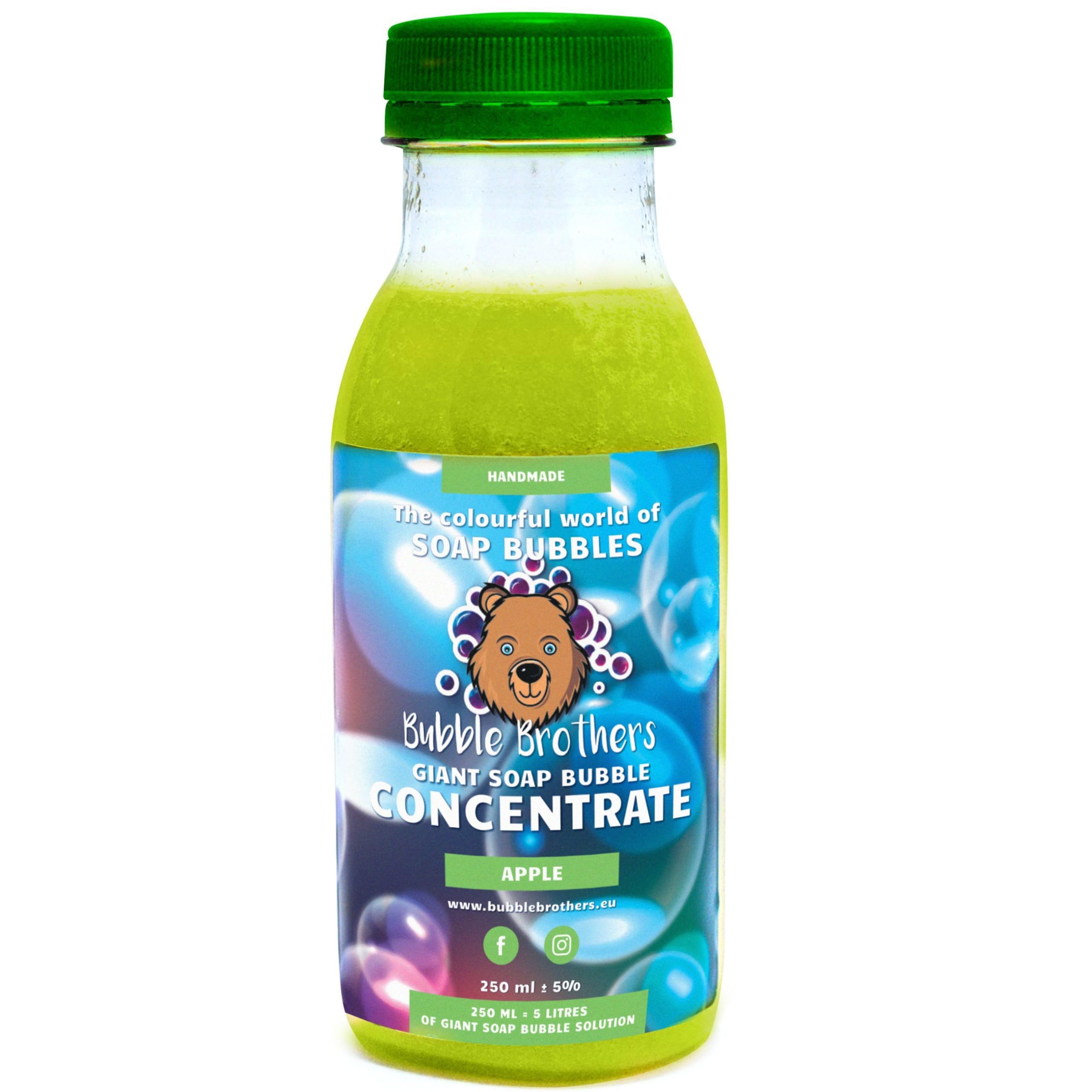 Bubble Brothers Giant Bubble Mixture 5L Refill Concentrated Bubble Solution for Bubble Machines Giant Bubble Mix Premium Bubble Liquid Bubble Fluid for Giant Bubble Wands Bubbles Kids (Apple 250ml)