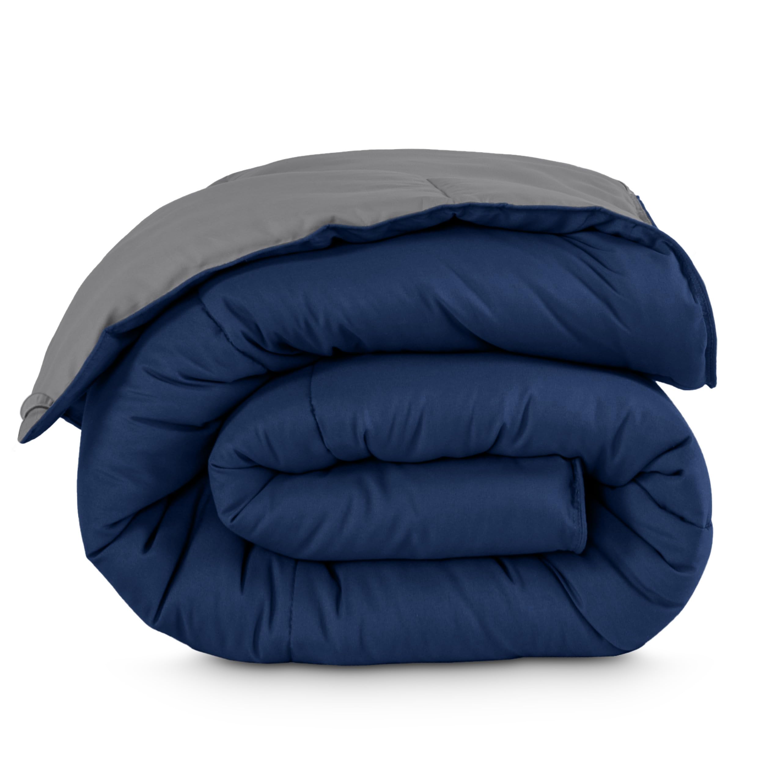Photo 1 of Bare Home Full Comforter - Reversible Colors - Goose Down Alternative - Ultra-Soft - Premium 1800 Series - All Season Warmth - Bedding Comforter (Full, Dark Blue/Grey)