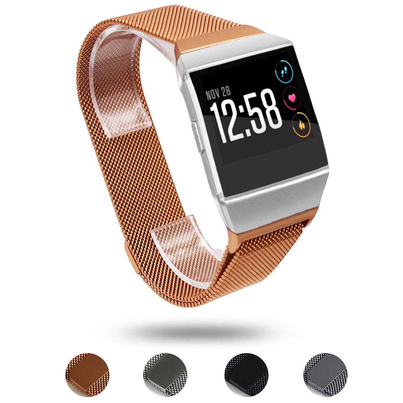 数量は多 For Fitbit Ionicバンドメタル ミラネーゼループスマート腕時計バンド交換用with柔軟なステンレススチールとマグネットロック Small And Large For Fitbit Ionic Small 5 5 6 7 Gold Orange Gold Orange Small 5 5 6 7 B076v73qnf Www Gcc Ccpf Com