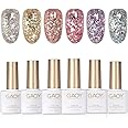 GAOY Glitter Gel Nail Polish Set, 6 Colors Including Pink White Gold Purple for Nail Art DIY Manicure and Pedicure at Home