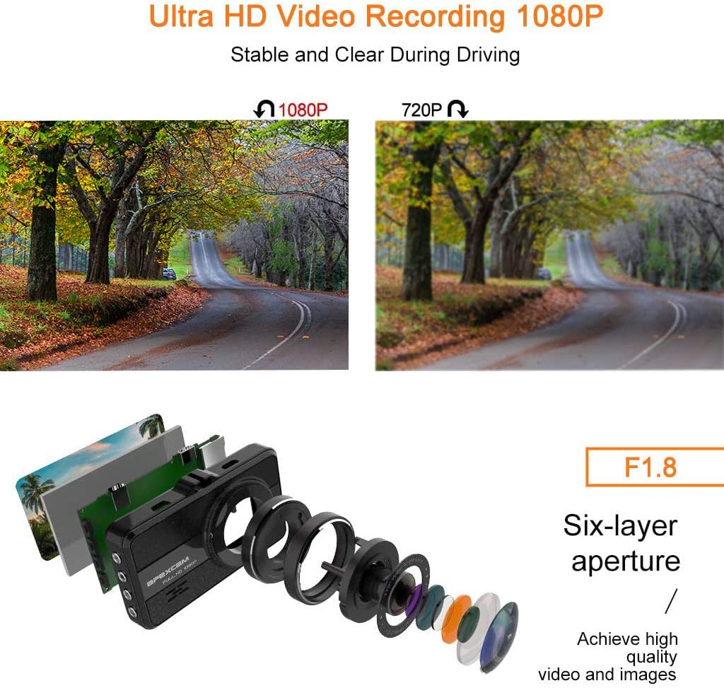 Apexcam Dash Cams for Cars 1080P Ultra HD Cameras Dual Dash Cam with