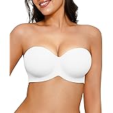 Popilush Strapless Push Up Minimizer Bras for Women Bandeau Support Unlined Bra Underwire Everyday Bras Tube Top