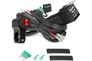 Light Bar Wiring Harness Kit with Motorcycle Handlebar Switch, Rfroad Lighting 12V 40A Relay Fuse Wire Harness 1 Lead for LED Light bar Auxiliary Lights Motorcycle ATV Dirt Bike