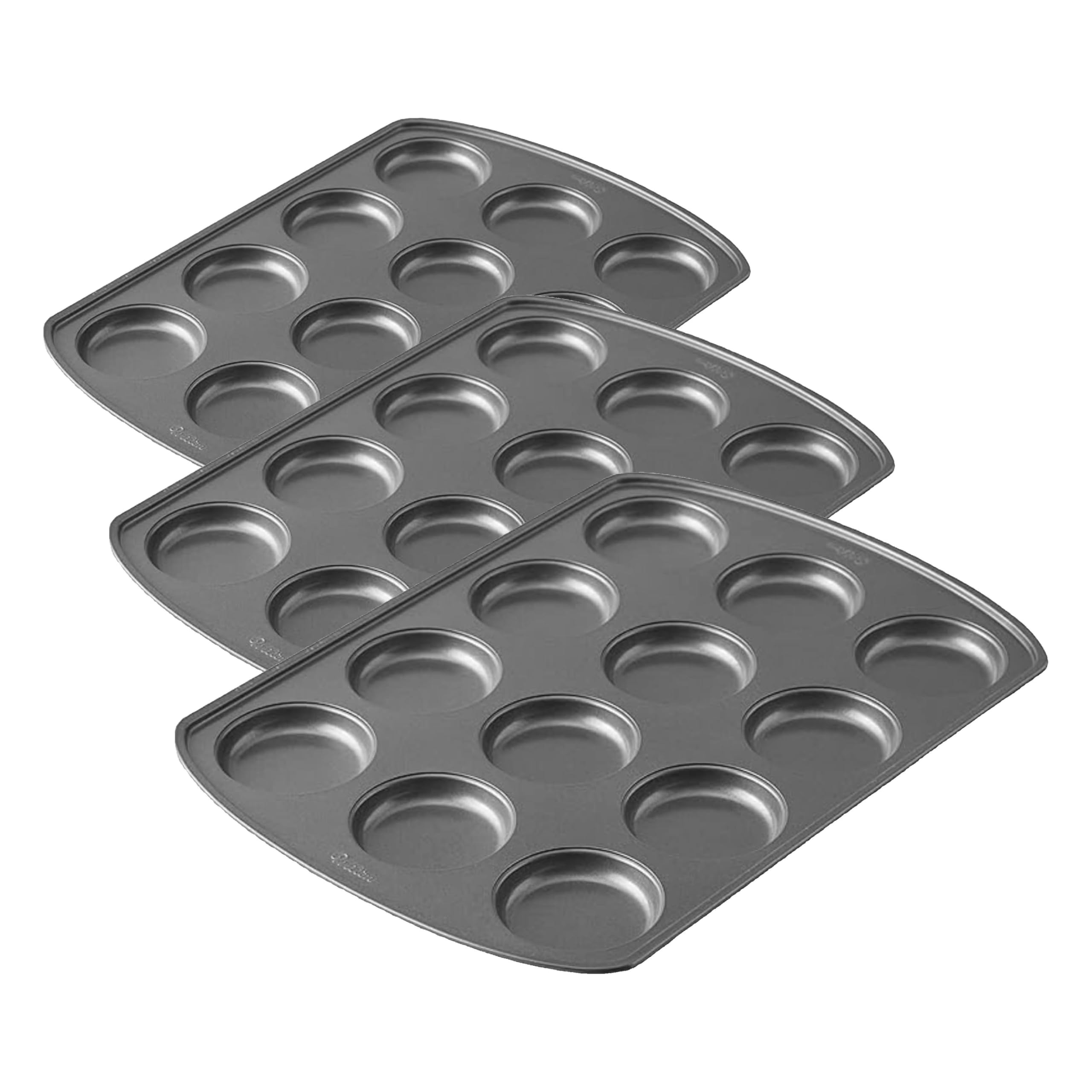 Wilton Perfect Results 12-Cavity Muffin Top Pan, Made without PFAS Non-Stick Bakeware, Scratch Resistant Baking Pan (Steel), the Must-Have Kitchen Essential. (Pack of 3) Image