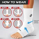 SS SLEEVE STARS Sleeve Stars Ankle Brace for Women Men 10-12 in White view 7