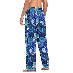 Ollabaky Blue Jellyfish Pajama Pants Men Sleep