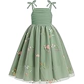 EULIMENE Flower Girl Dress for Wedding Birthday Spaghetti Strap Tulle Dress Formal Pageant Party Princess Dresses Size 5-14Y