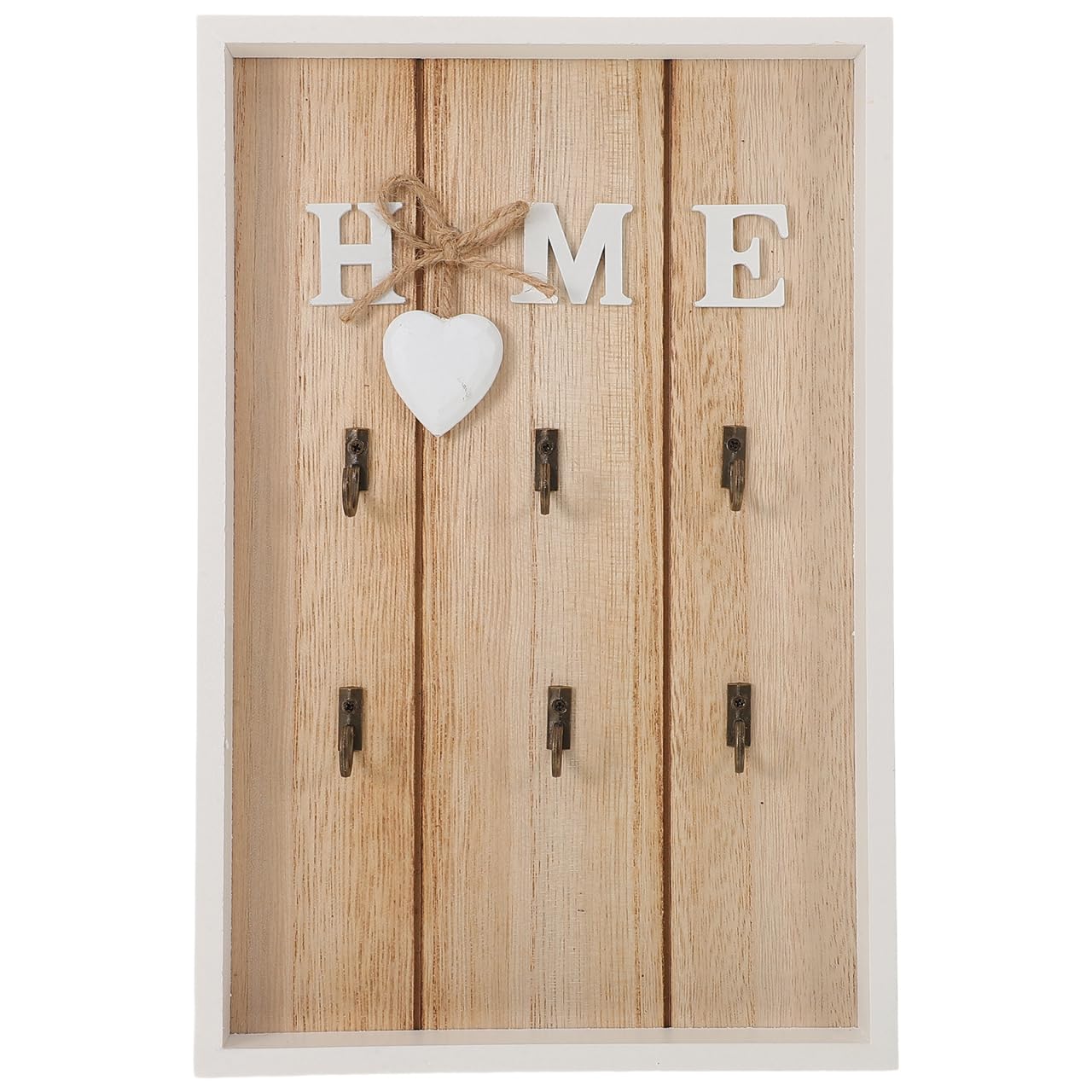 LIOOBO Wooden Key Holder, Key Rack, Key Hooks Wall Mounted, House-Shaped Key Cabinet Wall Key Box for Home
