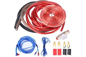 2800W 4 Guage Amplifier Installation Wiring Kit with Interconnect and Speaker Wire Car Audio Subwoofer Wire AMP Wiring Auto A