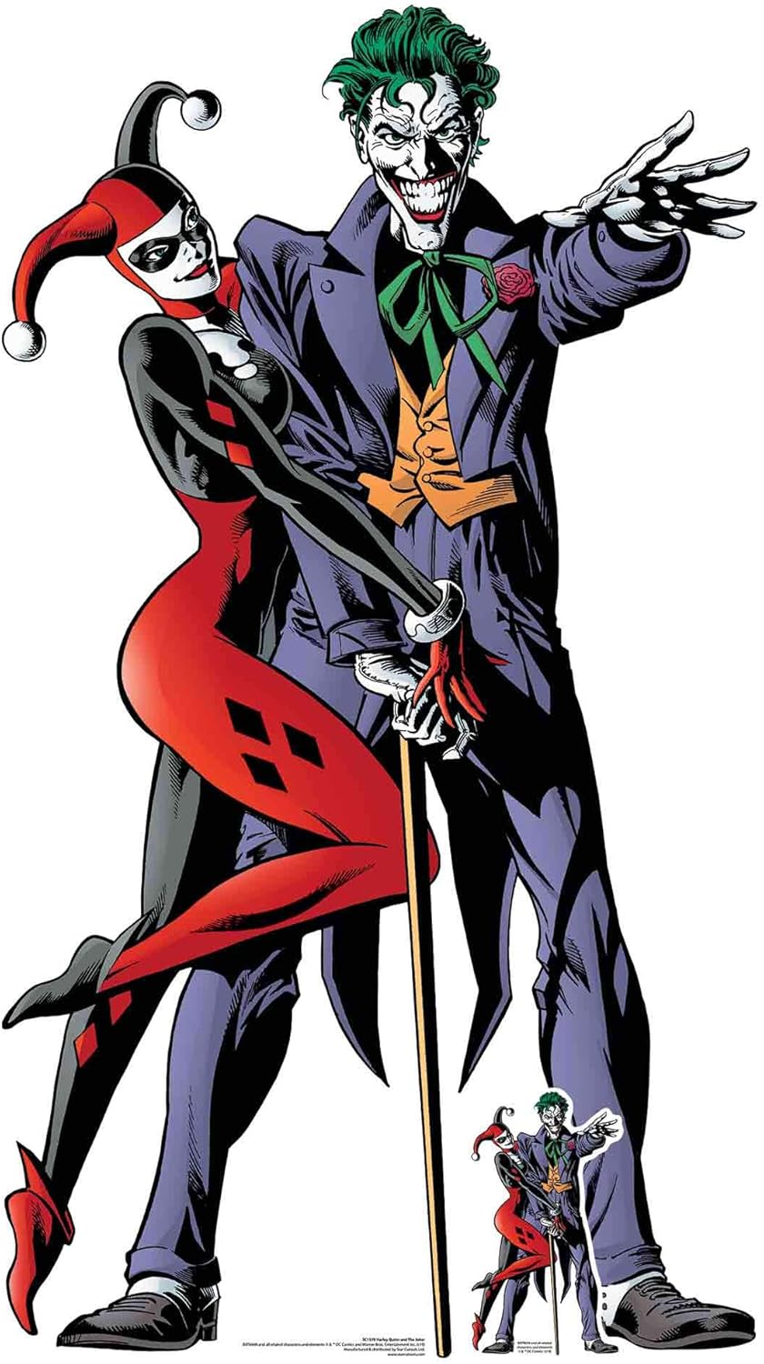 Star Cutouts Ltd SC1370 Harley Quinn and The Joker Classic Couple Double Cardboard Cutout/Standee DC Comics 167cm Tall 94cm Wide