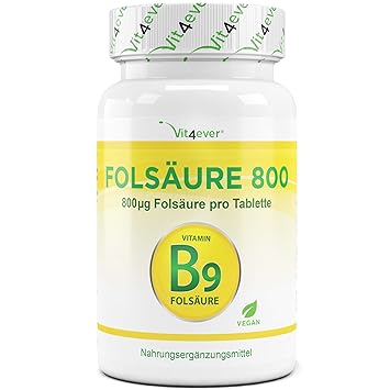 Vit4ever® Folsäure 800 µg - 365 Tabletten - Für Kinderwunsch & Schwangerschaft - 12 Monatsvorrat- Vitamin B9 - Hochdosiert - 