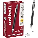 uniball&trade; Jetstream RT Ballpoint Pens, Black, 1.0mm Medium Point, 12 Count | Retractable, Smooth Writing, Quick-Drying, Smear-Resistant, uni Super Ink&trade;