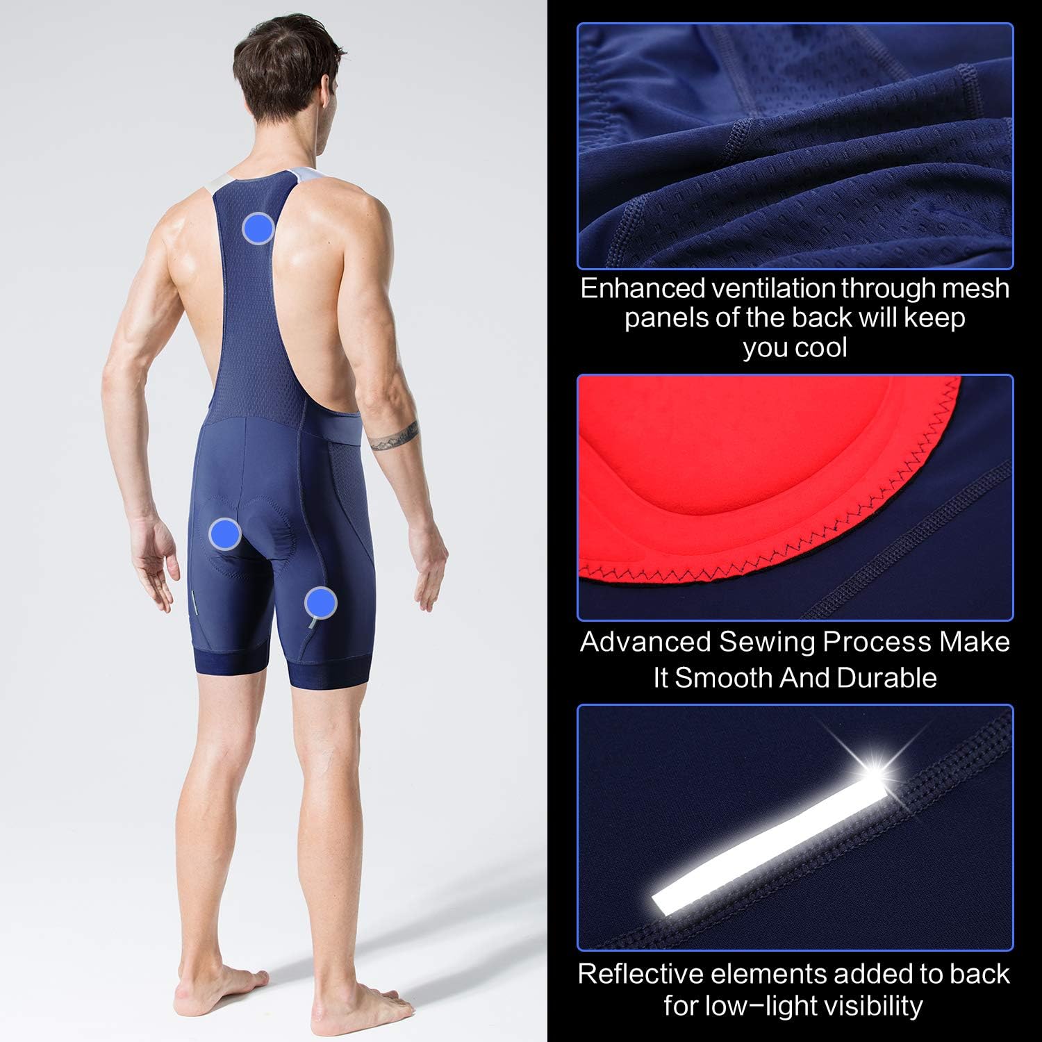 Souke Sports Men’s Cycling Bib Shorts 4D Padded Bike Biking Pants Breathable Compression Bicycle Tights: Clothing