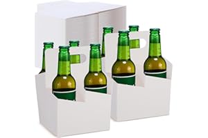 Jetec 50 Pcs 4 Cup Drink Carrier with Handle, Kraft Paperboard Beer Carrier, Disposable Drink Holder for Hot or Cold Drinks, 12-16 oz Bottle Holder for Soda and Other Bottled Products (White)