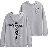 BINTEHGS Faith Over Fear Hoodie Christian Religious Hoodies for Men Oversized Cross Graphic Sweatshirts Jesus God Pullover