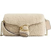 COACH Womens Tabby Chain Crossbody Bag 19 In Shearling Beige One Size