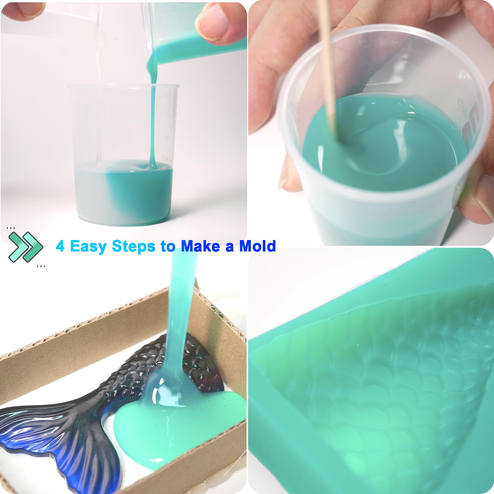 BBDINO Super Elastic Silicone Mold Making Kit 70.56 Oz, Liquid Silicone for Mold Making, Silicon Rubber for Molds Maker 1:1 by Volume Ideal for Casting with Resins | Plaster | Candle | Soap etc.